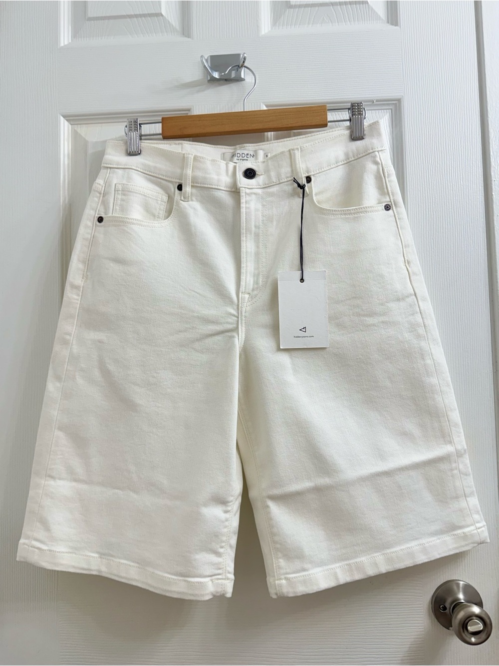 HIDDEN Los Angeles White Denim Bermuda Shorts